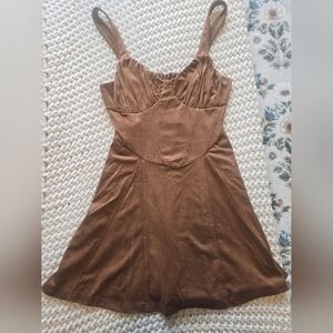 Trixxi Brown Brown Suede Mini Dress